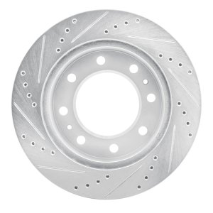 Ford F-350 Super Duty Brake Rotor (1) - Rear Right - R1 Concepts - Drilled & Slotted - Silver - `99-`04